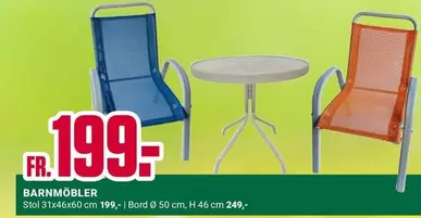 Barnmöbler Stol 31x46x60 cm, Bord 50 cm, H 46 cm