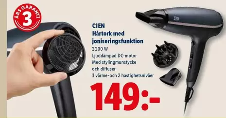 Cien - Hårtork med joniseringsfunktion