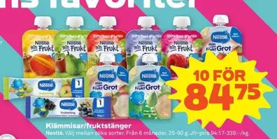 Nestlé - Kl	a0mmisar/fruktst	a0nger