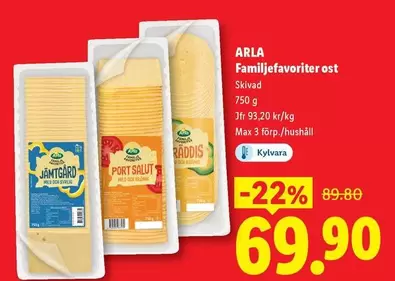 Arla - Familjefavoriter ost Skivad