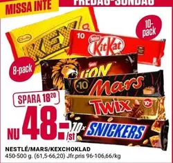 Mars - Kexchoklad, Kit Kat, Lion, , Twix, Snickers