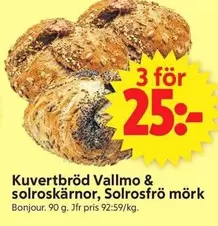 Bonjour - Kuvertbröd Vallmo & solroskärnor, Solrosfrö mörk