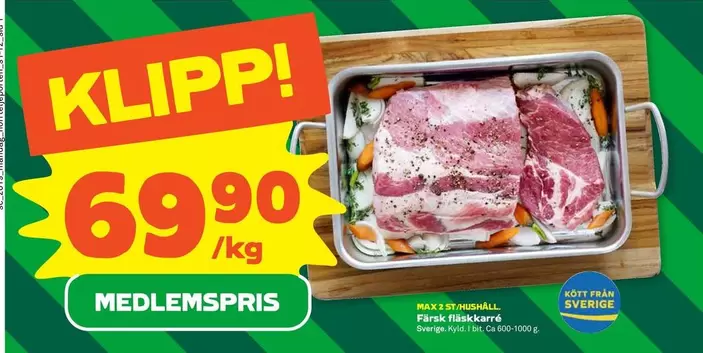 Färska fläskkarré