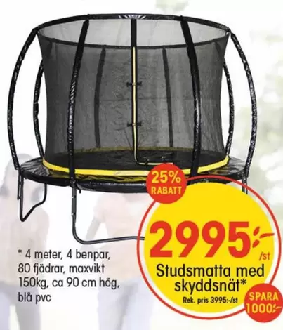 Studsmatta med skyddsnät