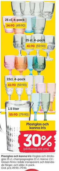 Plastglas och kanna iris