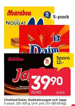 marabou - Choklad Daim, Dubbelnougat och Japp