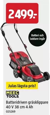 Meec Tools - Batteridriven gräsklippare 40 V 38 cm 4 Ah 025269