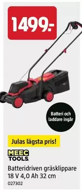 Meec Tools - Batteridriven gräsklippare 18 V 4,0 Ah 32 cm 027302