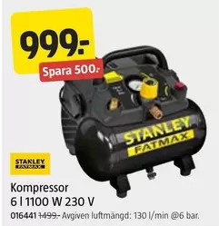 Stanley - Kompressor 6 l 1100 W 230 V