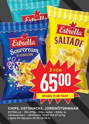 Estrella - Chips, Ostsnacks, Jordnötringar