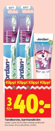 jordan - Tandborste, barntandkräm
