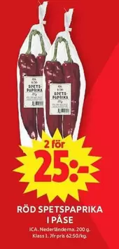 RÖD SPETSPAPRIKA I PÅSE