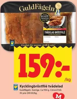 Guldfågeln - Kycklingbröstfilé tvadelad