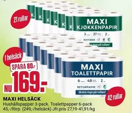 MAXI HUSHÅLLSPAPPER 3-PACK, TOALETTPAPPER 6-PACK
