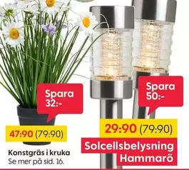 Mer - Solcellsbelysning Hammarö; Konstgräs i kruka