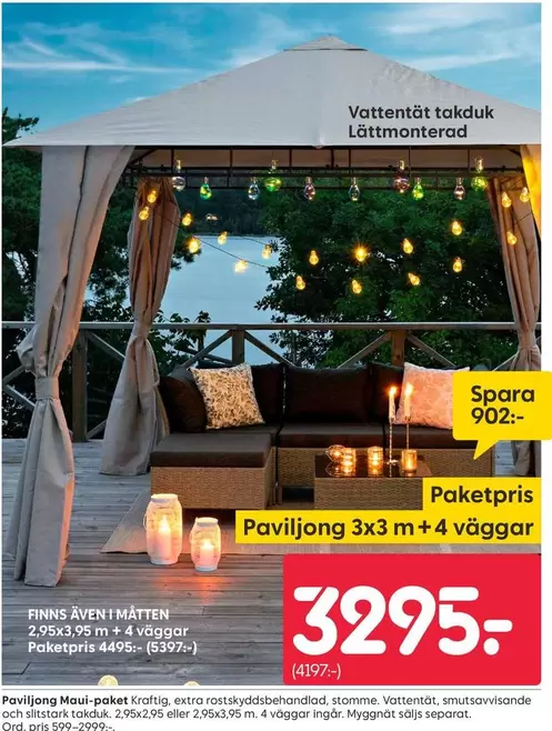 Extra - Paviljong 3x3 m + 4 väggar