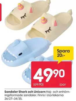 Sandaler Shark och Unicorn Haj- och enhörningsformade sandaler