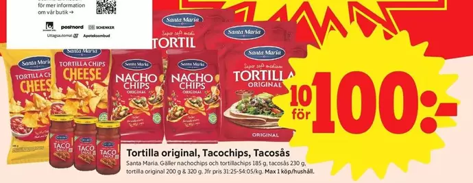 Santa Maria - Tortilla original, Tacochips, Tacosås
