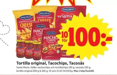Santa Maria - Tortilla original, Tacochips, Tacosås
