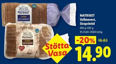 Vallmorost, Sirapsbröd