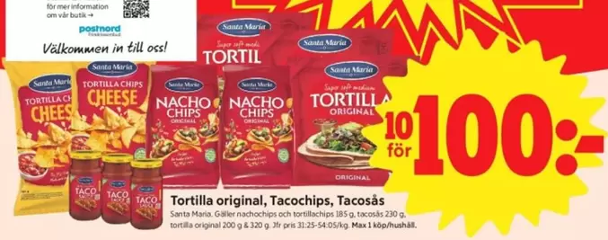 Santa Maria - Tortilla original, Tacochips, Tacosås
