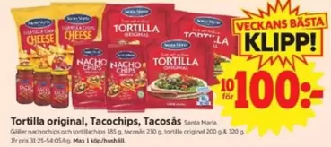Santa Maria - Tortilla original, Taco chips, Tacosås