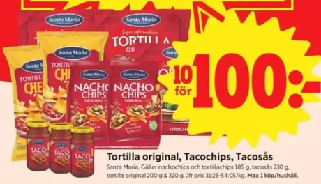 Santa Maria - Tortilla original, Tacochips, Tacosås
