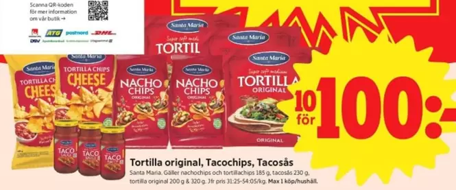 Santa Maria - Tortilla original, Tacochips, Tacosås