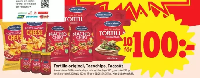 Santa Maria - Tortilla original, Tacochips, Tacosås