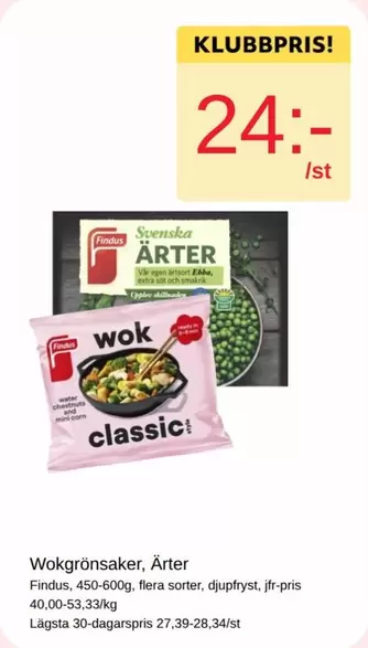 Findus - Wokgrönsaker, Ärter