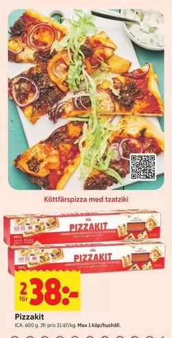 Köttfärspizza med tzatziki
