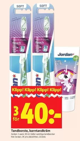 jordan - Tandborste, barntandkräm