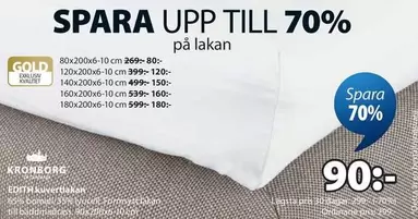 SPARA UPP TILL 70% på lakan