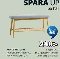 VANDSTED bänk Tyglädsel och bambu.