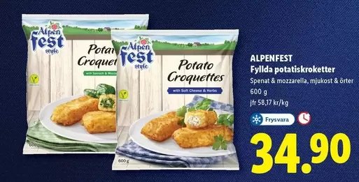 Fylda potatis kroketer