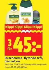 Palmolive - Duschcreme, flytande tvål, deo roll on
