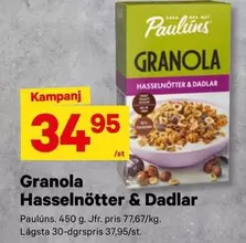 Paulins - Granola Hasselnötter & Dadlar