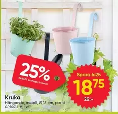 Kruka Hängande, metall, Ø 15 cm, per st GP50012-M