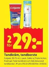 Colgate - Tandkräm, tandborste