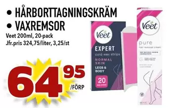Veet - HÅRBORTTAGNINGSKRÄM VAXREMSOR