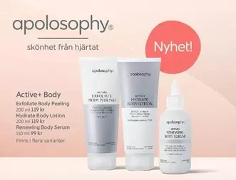 Active+ Body Exfoliate Body Peeling, Hydrate Body Lotion, Renewing Body Serum