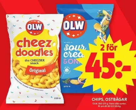 OLW - Cheez doodles, Sour cream & onion