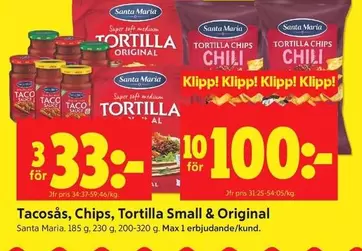 Santa Maria - Tacosås, Chips, Tortilla Small & Original