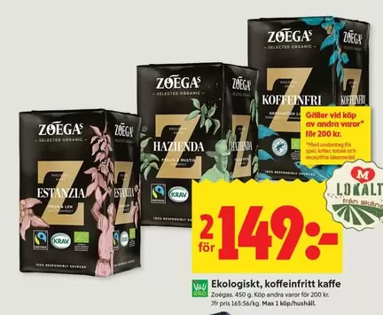 Zoegas - Ekologiskt, kaffeinfritt kaffe