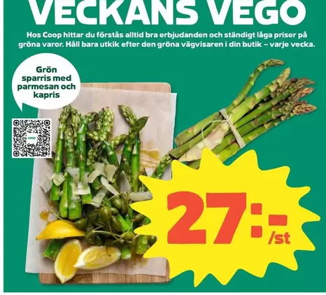 Coop - Grön sparris med parmesan och kapris
