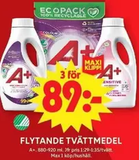 FLYTTANDE TVÄTTMEDEL A+.