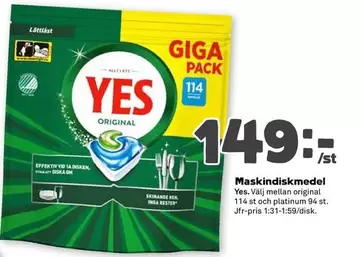 Yes - Maskindiskmedel
