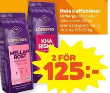 Hela kaffebönor