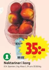 Nektariner i korg