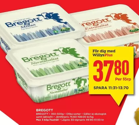 Bregott -  Mellan, Normal saltat, Extra saltat